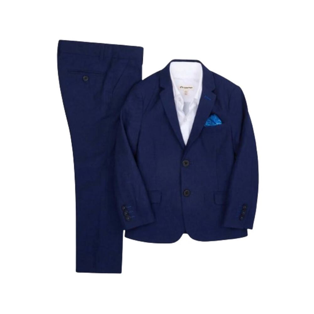 APPAMAN Boy's Stretchy Mod Suit Set Size 3T Estate Blue Jacket Pants Linen NWT